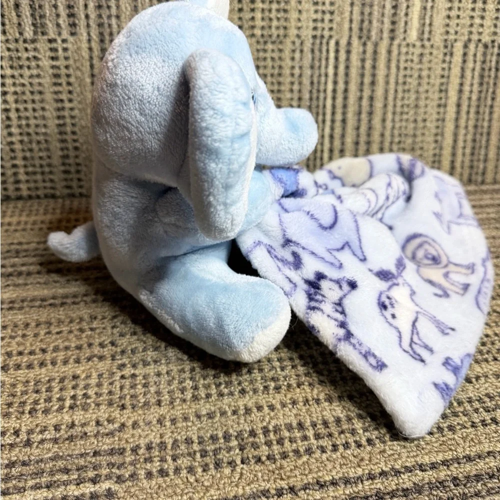 Charming Blue Elephant Plush with Blanket lovey toy